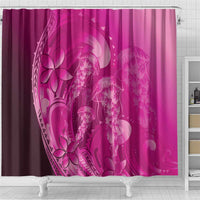 Pink Gradient Polynesia Jellyfish Shower Curtain Plumeria Polynesian Tattoo Glowing Vibes LT14 - Polynesian Pride