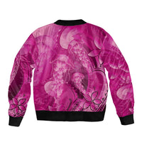 Pink Gradient Polynesia Jellyfish Sleeve Zip Bomber Jacket Plumeria Polynesian Tattoo Glowing Vibes LT14 - Polynesian Pride