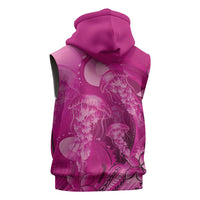 Pink Gradient Polynesia Jellyfish Sleeveless Zip Hoodie Plumeria Polynesian Tattoo Glowing Vibes LT14 - Polynesian Pride