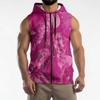 Pink Gradient Polynesia Jellyfish Sleeveless Zip Hoodie Plumeria Polynesian Tattoo Glowing Vibes LT14 - Polynesian Pride