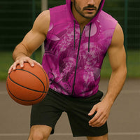 Pink Gradient Polynesia Jellyfish Sleeveless Zip Hoodie Plumeria Polynesian Tattoo Glowing Vibes LT14 - Polynesian Pride