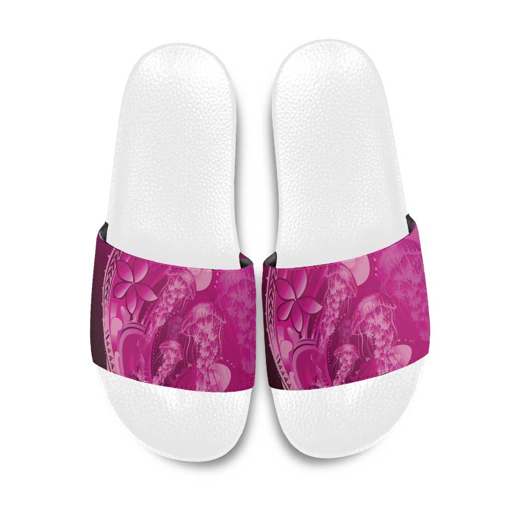 Pink Gradient Polynesia Jellyfish Slide Sandals Plumeria Polynesian Tattoo Glowing Vibes LT14 Pink - Polynesian Pride