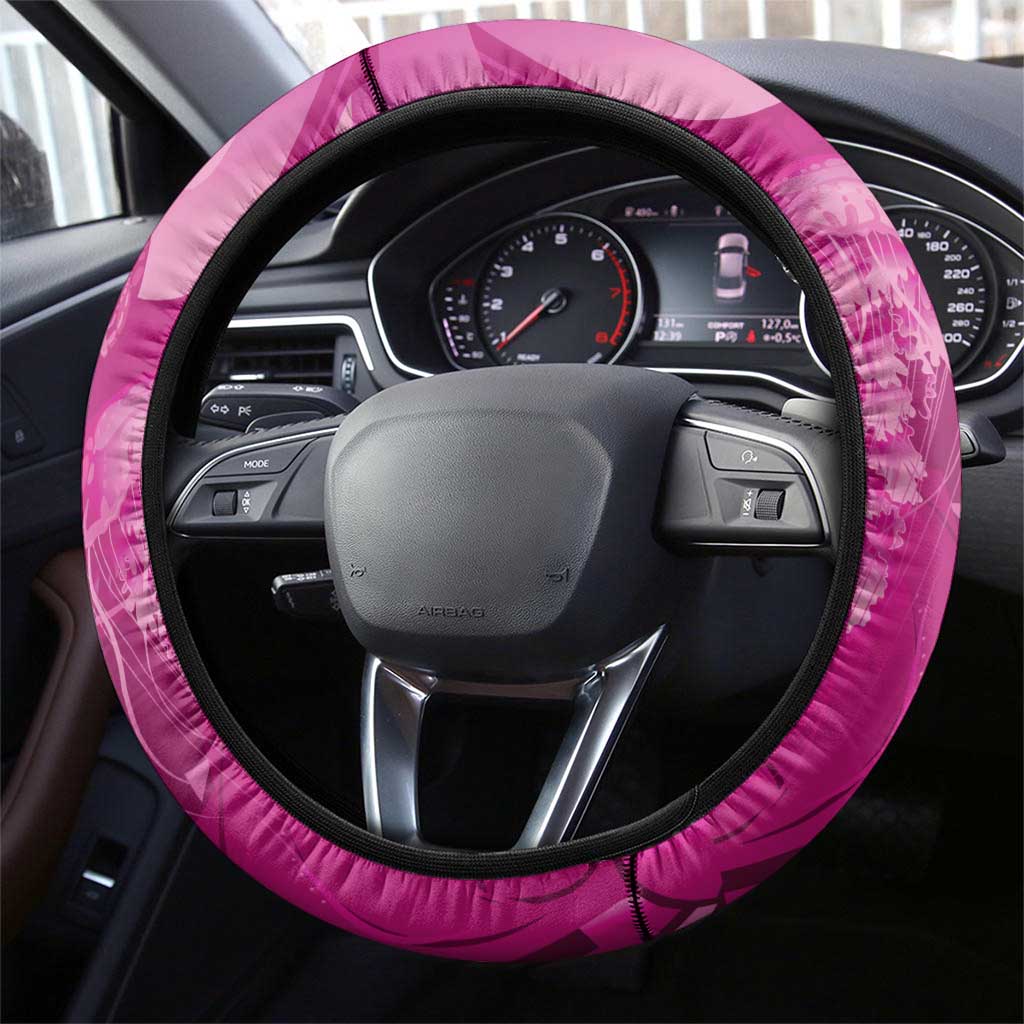 Pink Gradient Polynesia Jellyfish Steering Wheel Cover Plumeria Polynesian Tattoo Glowing Vibes LT14 - Polynesian Pride