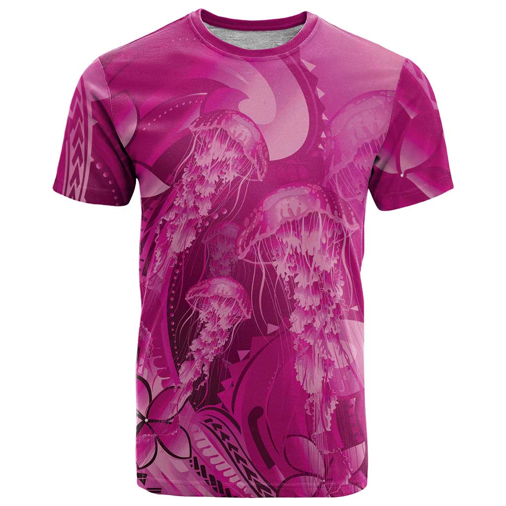 Pink Gradient Polynesia Jellyfish T Shirt Plumeria Polynesian Tattoo Glowing Vibes LT14 Pink - Polynesian Pride