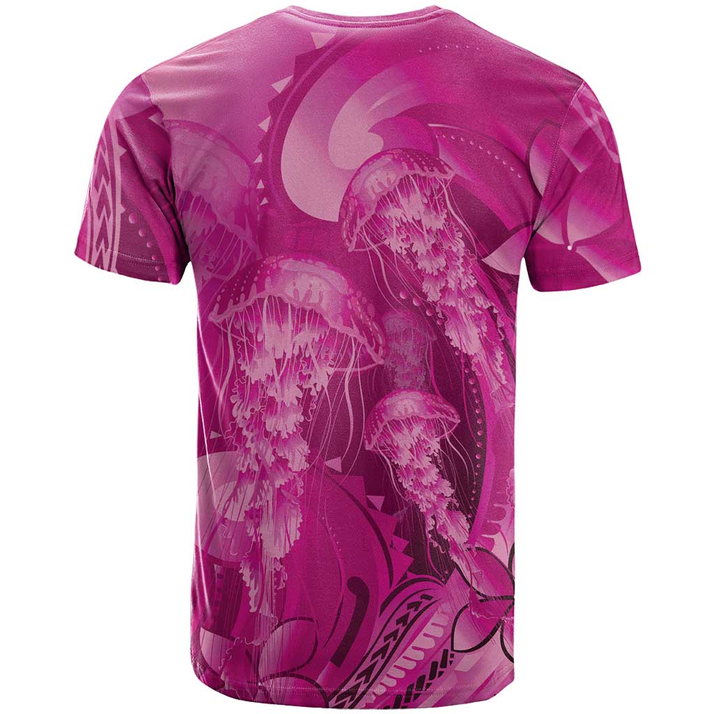 Pink Gradient Polynesia Jellyfish T Shirt Plumeria Polynesian Tattoo Glowing Vibes LT14 - Polynesian Pride