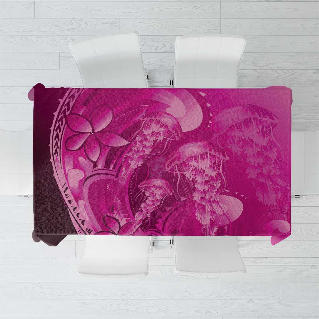 Pink Gradient Polynesia Jellyfish Tablecloth Plumeria Polynesian Tattoo Glowing Vibes LT14 Pink - Polynesian Pride