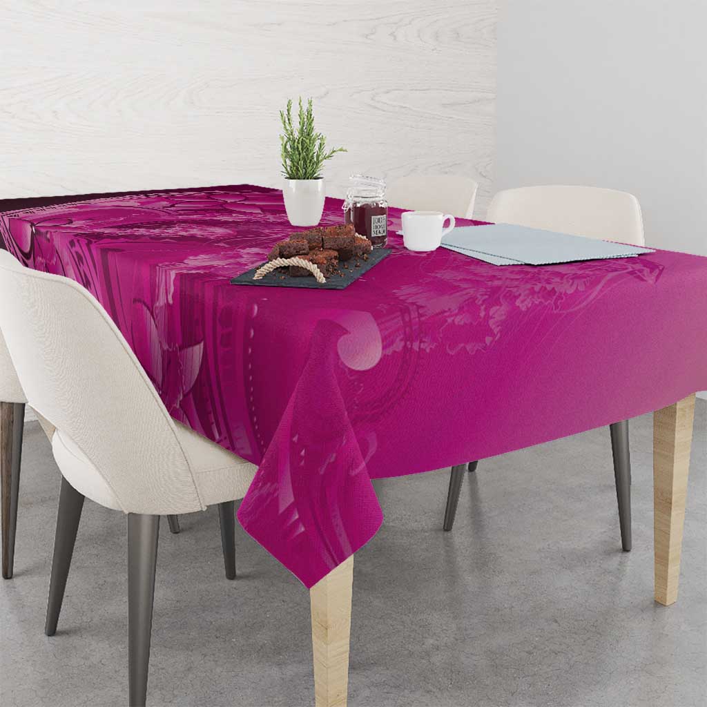 Pink Gradient Polynesia Jellyfish Tablecloth Plumeria Polynesian Tattoo Glowing Vibes LT14 - Polynesian Pride