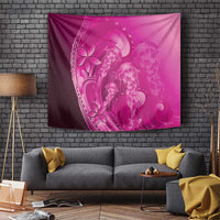 Pink Gradient Polynesia Jellyfish Tapestry Plumeria Polynesian Tattoo Glowing Vibes LT14 Pink - Polynesian Pride