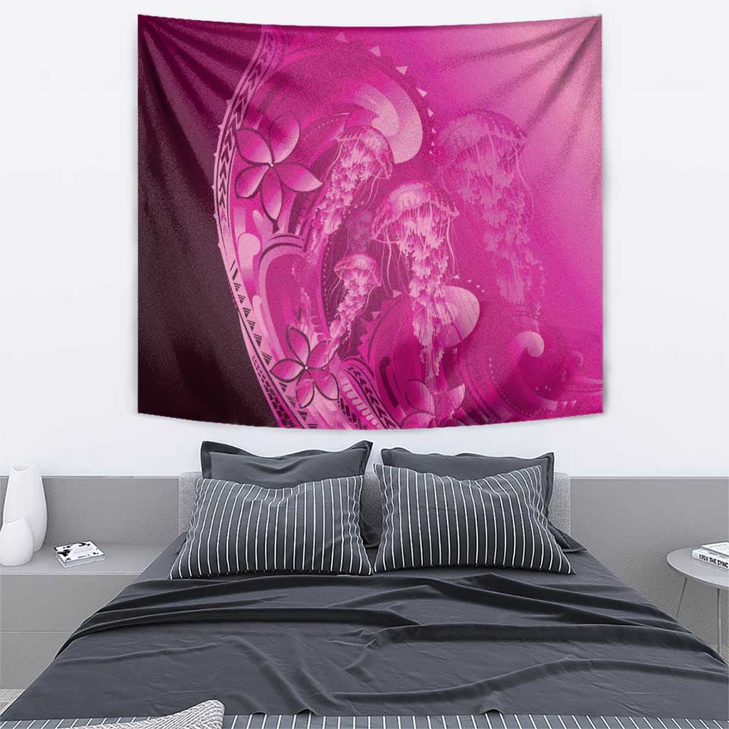 Pink Gradient Polynesia Jellyfish Tapestry Plumeria Polynesian Tattoo Glowing Vibes LT14 - Polynesian Pride