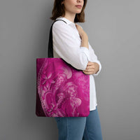 Pink Gradient Polynesia Jellyfish Tote Bag Plumeria Polynesian Tattoo Glowing Vibes LT14 - Polynesian Pride