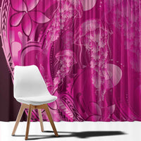 Pink Gradient Polynesia Jellyfish Window Curtain Plumeria Polynesian Tattoo Glowing Vibes LT14 - Polynesian Pride