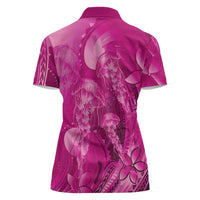 Pink Gradient Polynesia Jellyfish Women Polo Shirt Plumeria Polynesian Tattoo Glowing Vibes LT14 - Polynesian Pride