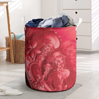 Red Gradient Polynesia Jellyfish Laundry Basket Plumeria Polynesian Tattoo Glowing Vibes LT14 Red - Polynesian Pride