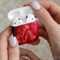 Red Gradient Polynesia Jellyfish AirPods Case Plumeria Polynesian Tattoo Glowing Vibes LT14 - Polynesian Pride
