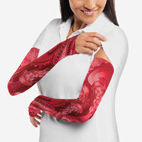 Red Gradient Polynesia Jellyfish Arm Sleeves Plumeria Polynesian Tattoo Glowing Vibes