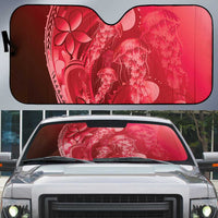 Red Gradient Polynesia Jellyfish Auto Sun Shade Plumeria Polynesian Tattoo Glowing Vibes LT14 Red - Polynesian Pride