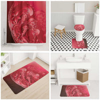 Red Gradient Polynesia Jellyfish Bathroom Set Plumeria Polynesian Tattoo Glowing Vibes LT14 - Polynesian Pride