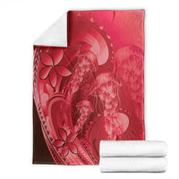 Red Gradient Polynesia Jellyfish Blanket Plumeria Polynesian Tattoo Glowing Vibes LT14 - Polynesian Pride