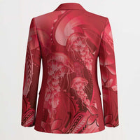 Red Gradient Polynesia Jellyfish Blazer Plumeria Polynesian Tattoo Glowing Vibes LT14 - Polynesian Pride