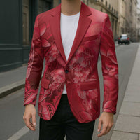 Red Gradient Polynesia Jellyfish Blazer Plumeria Polynesian Tattoo Glowing Vibes LT14 - Polynesian Pride