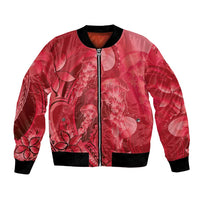 Red Gradient Polynesia Jellyfish Bomber Jacket Plumeria Polynesian Tattoo Glowing Vibes LT14 Unisex Red - Polynesian Pride