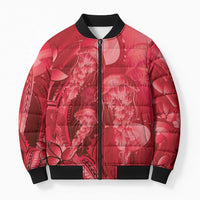 Red Gradient Polynesia Jellyfish Bomber Puffer Jacket Plumeria Polynesian Tattoo Glowing Vibes LT14 Unisex Red - Polynesian Pride
