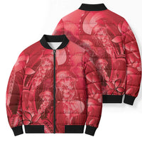 Red Gradient Polynesia Jellyfish Bomber Puffer Jacket Plumeria Polynesian Tattoo Glowing Vibes LT14 - Polynesian Pride
