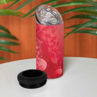 Red Gradient Polynesia Jellyfish 4 in 1 Can Cooler Tumbler Plumeria Polynesian Tattoo Glowing Vibes LT14 - Polynesian Pride