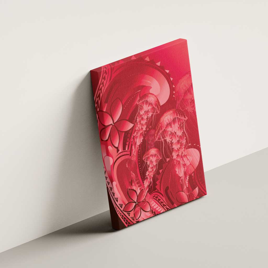Red Gradient Polynesia Jellyfish Canvas Wall Art Plumeria Polynesian Tattoo Glowing Vibes LT14 - Polynesian Pride