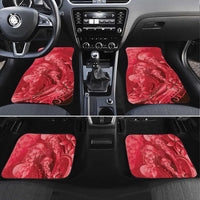 Red Gradient Polynesia Jellyfish Car Mats Plumeria Polynesian Tattoo Glowing Vibes LT14 Set 4pcs Red - Polynesian Pride