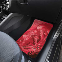 Red Gradient Polynesia Jellyfish Car Mats Plumeria Polynesian Tattoo Glowing Vibes LT14 - Polynesian Pride