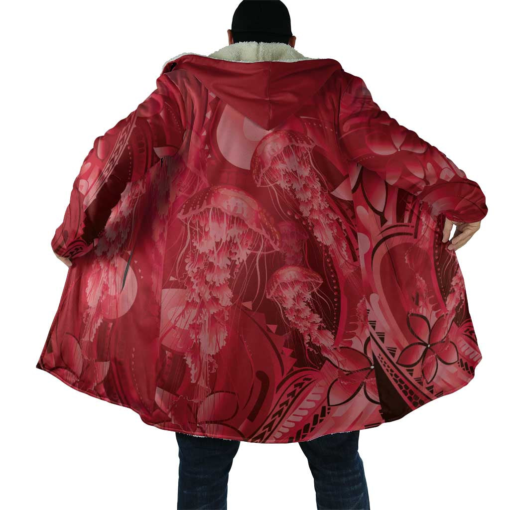Red Gradient Polynesia Jellyfish Cloak Plumeria Polynesian Tattoo Glowing Vibes LT14 - Polynesian Pride