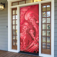 Red Gradient Polynesia Jellyfish Door Cover Plumeria Polynesian Tattoo Glowing Vibes LT14 - Polynesian Pride