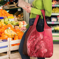 Red Gradient Polynesia Jellyfish Grocery Bag Plumeria Polynesian Tattoo Glowing Vibes LT14 - Polynesian Pride
