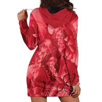 Red Gradient Polynesia Jellyfish Hoodie Dress Plumeria Polynesian Tattoo Glowing Vibes LT14 - Polynesian Pride
