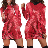 Red Gradient Polynesia Jellyfish Hoodie Dress Plumeria Polynesian Tattoo Glowing Vibes LT14 - Polynesian Pride