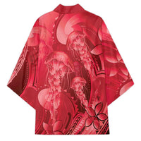 Red Gradient Polynesia Jellyfish Kimono Plumeria Polynesian Tattoo Glowing Vibes LT14 - Polynesian Pride