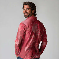 Red Gradient Polynesia Jellyfish Long Sleeve Polo Shirt Plumeria Polynesian Tattoo Glowing Vibes LT14 - Polynesian Pride