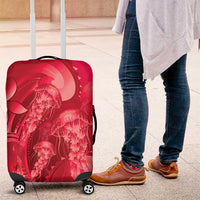 Red Gradient Polynesia Jellyfish Luggage Cover Plumeria Polynesian Tattoo Glowing Vibes LT14 Red - Polynesian Pride