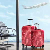 Red Gradient Polynesia Jellyfish Luggage Cover Plumeria Polynesian Tattoo Glowing Vibes LT14 - Polynesian Pride