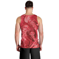 Red Gradient Polynesia Jellyfish Men Tank Top Plumeria Polynesian Tattoo Glowing Vibes LT14 - Polynesian Pride