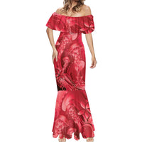 Red Gradient Polynesia Jellyfish Mermaid Dress Plumeria Polynesian Tattoo Glowing Vibes LT14 - Polynesian Pride