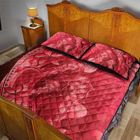 Red Gradient Polynesia Jellyfish Quilt Bed Set Plumeria Polynesian Tattoo Glowing Vibes LT14 - Polynesian Pride