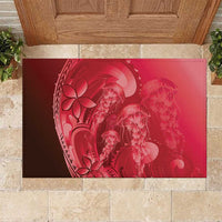 Red Gradient Polynesia Jellyfish Rubber Doormat Plumeria Polynesian Tattoo Glowing Vibes LT14 Red - Polynesian Pride