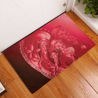 Red Gradient Polynesia Jellyfish Rubber Doormat Plumeria Polynesian Tattoo Glowing Vibes LT14 - Polynesian Pride