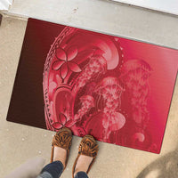 Red Gradient Polynesia Jellyfish Rubber Doormat Plumeria Polynesian Tattoo Glowing Vibes LT14 - Polynesian Pride
