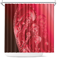 Red Gradient Polynesia Jellyfish Shower Curtain Plumeria Polynesian Tattoo Glowing Vibes LT14 Red - Polynesian Pride