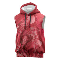 Red Gradient Polynesia Jellyfish Sleeveless Hoodie Plumeria Polynesian Tattoo Glowing Vibes LT14 Red - Polynesian Pride