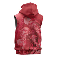 Red Gradient Polynesia Jellyfish Sleeveless Hoodie Plumeria Polynesian Tattoo Glowing Vibes LT14 - Polynesian Pride