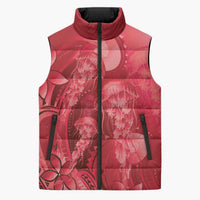 Red Gradient Polynesia Jellyfish Sleeveless Puffer Jacket Plumeria Polynesian Tattoo Glowing Vibes LT14 Unisex Red - Polynesian Pride